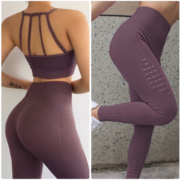 Other - NWT 🌸 Plum 2 piece Seamless yoga Workout Set